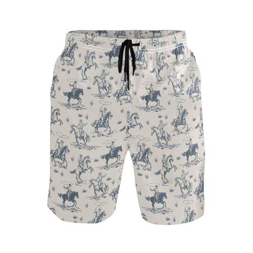 Laprad Men's Swim Trunks Quick Dry Beach Swimsuit Shorts Western Cowboy with Mesh Lining2