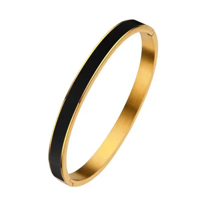 Luvishti 18 k Gold Plated Stainless Steel Trending Fashion Black Bracelet for Woman and Girls