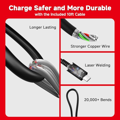 Image of 2-Pack Charger for Nintendo Switch, 45W AC Adapter Fast Charging with 2-Pack 10ft Detachable USB C Cable, Compatible with Switch /OLED /Lite, Steam Deck, Support TV Mode, Original Quality