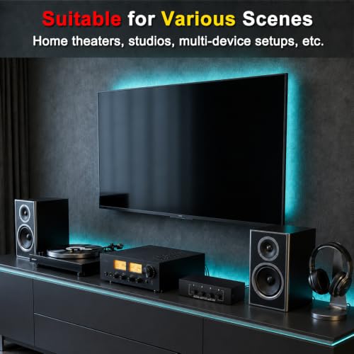 Image of 3.5mm Aux + RCA L /R Bi-Directional Stereo Audio Switch 4 in 1 Out | A /B Analog Audio Switcher Selector Box for DVD /CD Player, Gaming Console, Speaker, Amplifier, Plug and Play