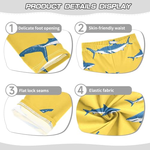 Sharks Swimming Girls' Leggings Toddler Doodles Yellow Kids Yoga Pants Dance Active Tights 4T3