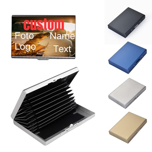 Custom RFID Credit Card Holder Stainless Steel Credit Card Wallet Business Card Holder, Slim Wallet For Driver's License, ID Cards, and Credit Cards, for Men or Women