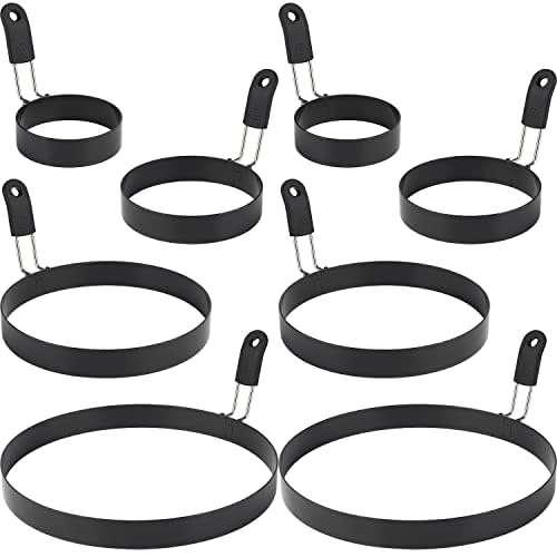 Juego de 8 anillos de huevo de acero inoxidable para tortitas y huevos, antiadherentes, redondos, para freír huevos y magdalenas (juego de 8)