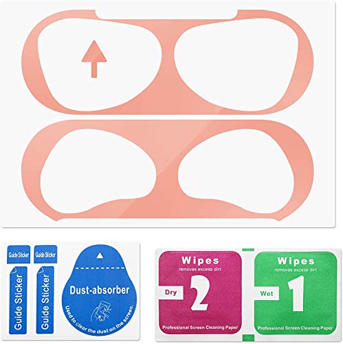 Senbos Dust Guard Bouchon anti-poussière compatible avec AirPods 3, autocollant métallique ultra fin anti-poussière et aspect luxueux, protection contre le fer et les copeaux de métal (or rose) Cover