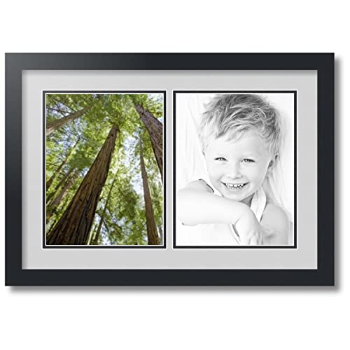 ArtToFrames Collage Photo Frame Double Mat with 2 - 8.5x11 Openings and Satin Black Frame