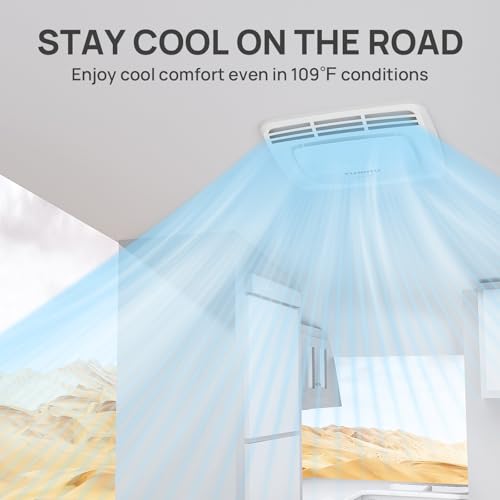 Image of TURBRO Inverter 13.5K BTU RV Air Conditioner with Cooling and Heat Pump | Non-Ducted Low-Profile Rooftop Unit, Quiet Operation, WiFi & Remote Control, LED Atmosphere Light, White
