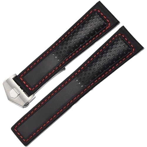 Bracelet de montre en cuir 22 mm avec boucle pliante sécurisée contre l'usure prématurée