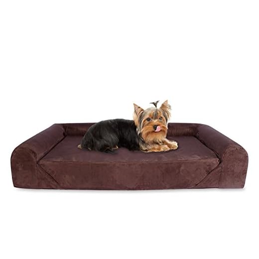 KOPEKS Deluxe Orthopedic Memory Foam Sofa Lounge Dog Bed, Small, Brown