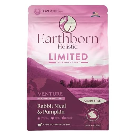 Earthborn Holistic Venture Rabbit Meal & Pumpkin Limited Ingredient Diet Grain Free Dry Dog Food, 4 lbs.