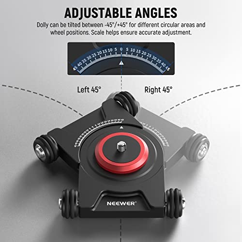 NEEWER Dolly Camera Slider with Ball Head and Phone Clamp, 4 Wheel Table Dolly with 360° Panorama - Image 3