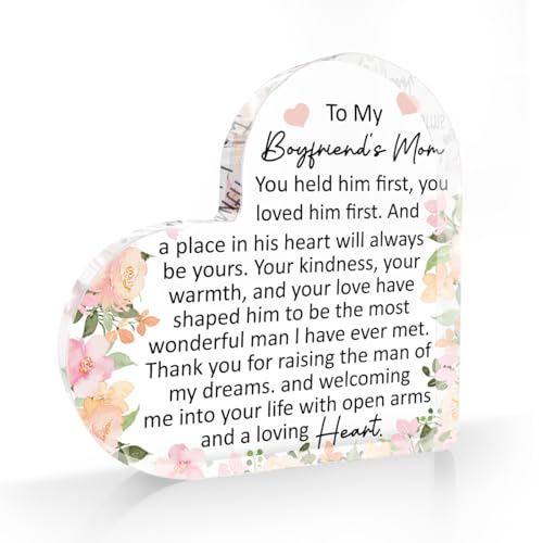 Boyfriends Mom Mothers Day Gifts Mothers Day Christmas Birthday Gifts for Boyfriends Mom Home Office Decor Heart Acrylic Decorations Signs
