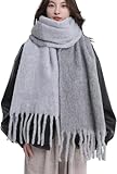 DESIGN DE MODE : Cette écharpe épaisse d'hiver est principalement de couleur unie avec un design à pampilles à la mode, simple et avancée, à la mode et classique, le tissu de l'écharpe a été soigneusement sélectionné pour sa sensation de main confortable et sa texture épaisse, ce qui est parfait par temps froid.