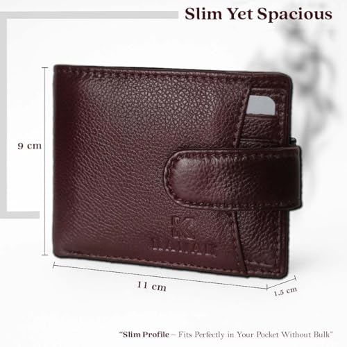 Easy Access Genuine Leather Wallet, Compact Bifold with Tab Closure, 4.3 inches x 3.5 inches x 0.60 inches (BROWN)3