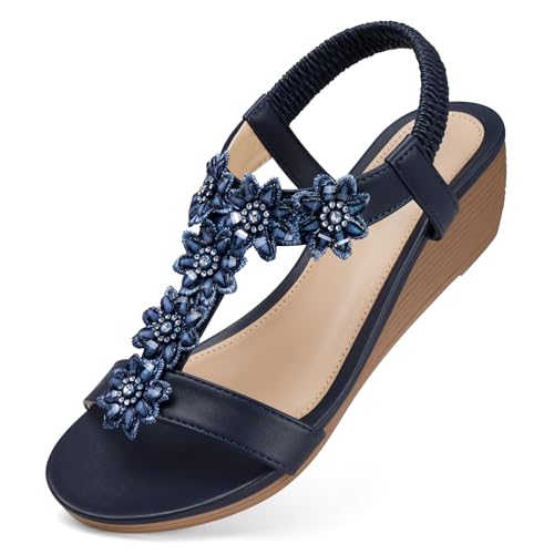 Image of SHIBEVER Wedge Sandals for Women Dressy: Summer Platform Comfortable Low Wedges Womens Sandal