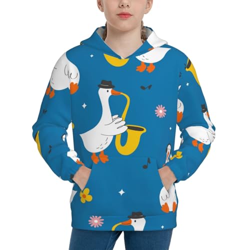Cartoon Goose Kid Hoodies Boys Sweatshirts Girls Pullover with Pocket