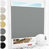 Schuette® Plissee ohne Bohren ● Thermo Kollektion: Bright Steel (Grau) ● 20x80cm (Breite x Höhe) ● Suprafix Faltrollo Klemmfix Zum Festdrehen Rollo ● 60 Sekunden Montage inkl. Video
