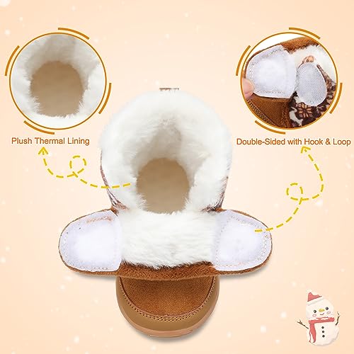 L-Run L-A0319-BROWN RETRO-125 Newborn Baby Boys Girls Winter Boots Infant Toddler Winter Warm Crib Booties Shoes Brown 6-12 Months Infants thumb #3