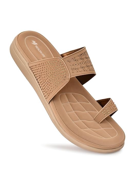 Image of HEALTH FIT EXTRA SOFT Women's Comfortable Memory Foam Doctor Slippers /Flip-Flops|Fashionable Casual & Stylish|Lightweight & Breathable|Outdoor Synthetic Casual Chappals Sandals Ladies & Girls HF24