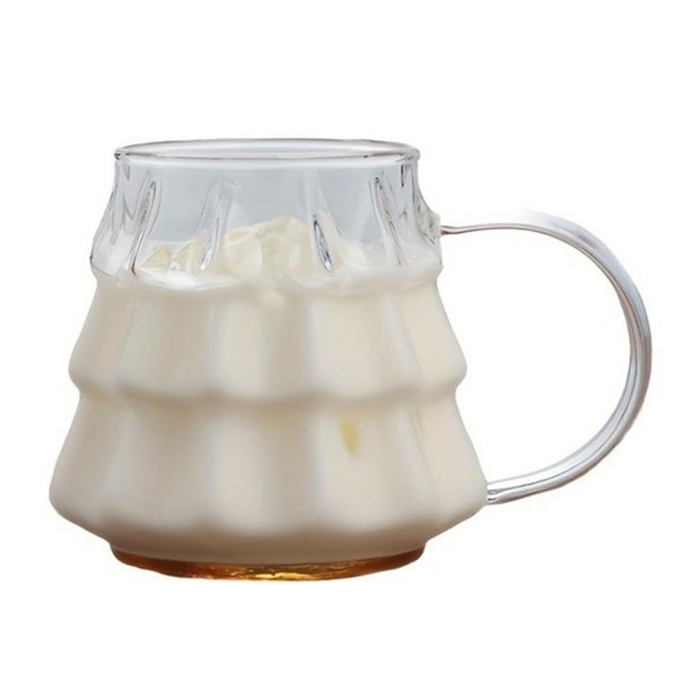CTRLZS Transparent Coffee Mug with Handle Christmas Tree Shape Milk Breakfast Glass Cup Kitchen Drinkware for Festival Parties