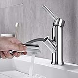 [page_title]-Auralum Wasserhahn Bad Waschbecken Armatur mit herausziehbarer Brause, Bad Waschtisch-Einhebelmischer Mischbatterie Waschtischarmatur für Badzimmer