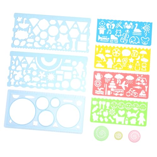VINTORKY 多機能定規 小学生用幾何学ステンシル 製図テンプレート 軽量素材 描画測定ツール 学校 設計 建築向け