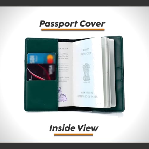 Image of Customised Passport Cover With Personalised Name Charm - Leather Passport Cover For Men & Women - Customised Gift - Green