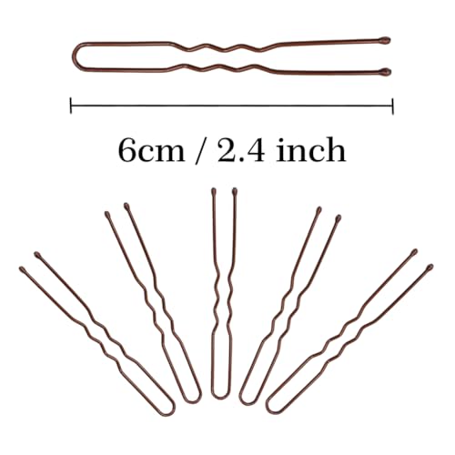 image for 330 Count U Shaped Hair Pins Brown, YINGFENG 2.4inch Brown Bun Pins Bu