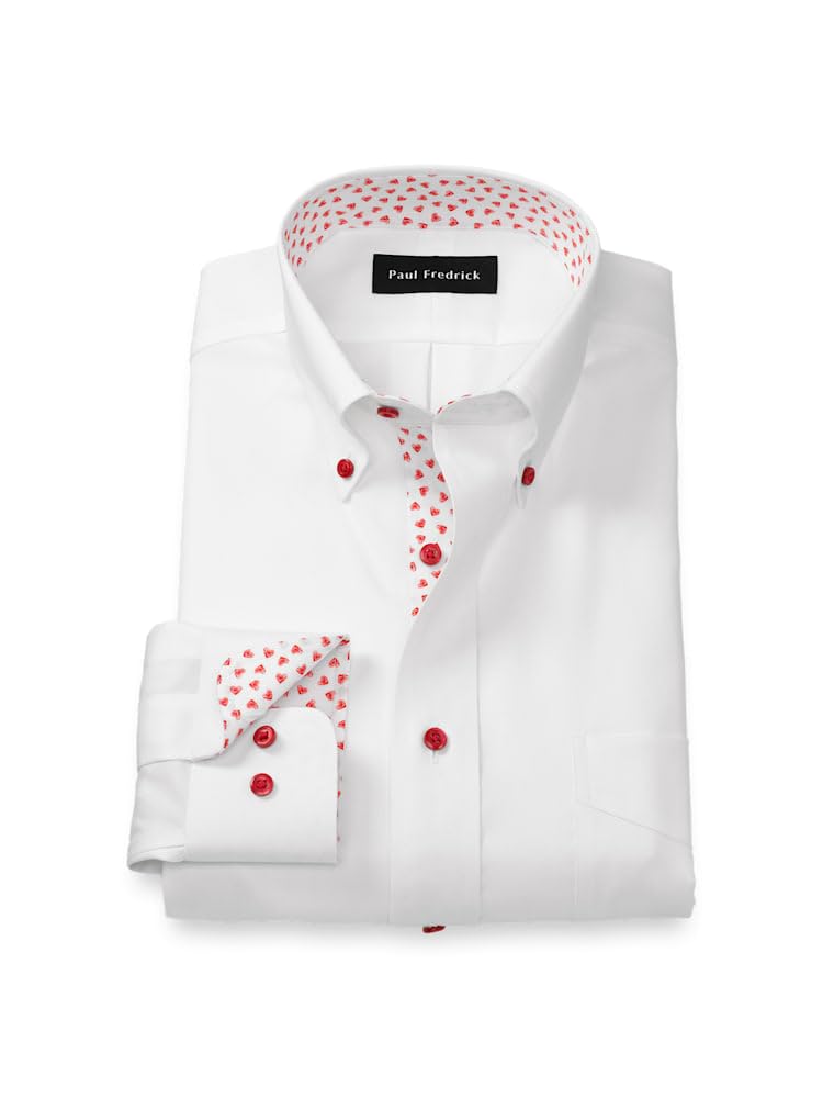 Paul Fredrick Mens Slim Fit Comfort Stretch Non-Iron Solid Dress Shirt