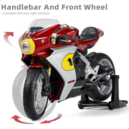 Image of 1 /12 Motorcycle Model Toy for MV Agusta Superveloce AGO Alloy Die-cast Motorcycle Model for Welly No Assembly Required Mini Racing Moto Collection Gift for Adult (Red)