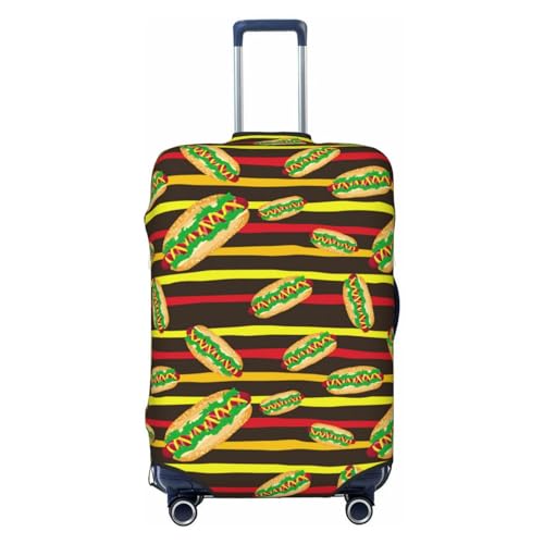 Colourful Striped Hot Dog Print Luggage Cover Protector Anti-Scratch Washable Fits 18-32 Inch Luggage-Medium