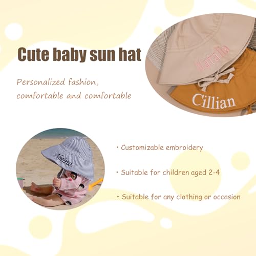 Customizable Baby Sun Hat with Name UPF 50+ Baby Bucket Hat, Suitable for Boys and Girls Navy Blue M