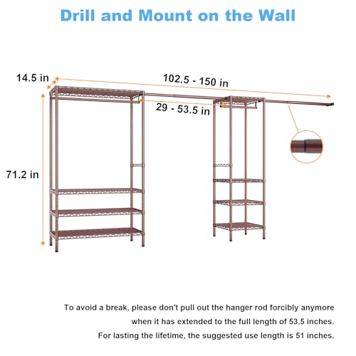 Ulif E11 Heavy-Duty Closet Garment Rack, Metal Clothes Rack, Load 1034lbs by Ulif - Used condition - Image 3