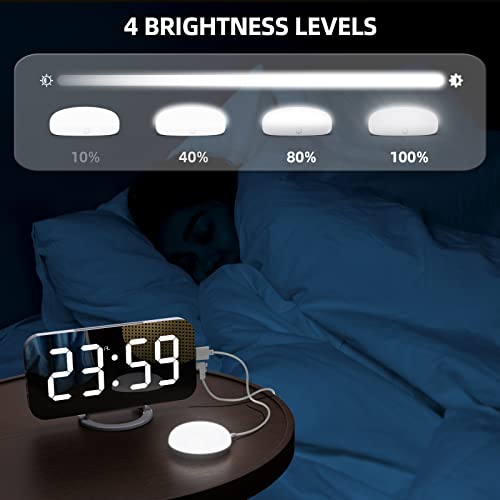 Miowachi Loud Digital Alarm Clock For Heavy Sleepers Adults With Bed Shaker,2 Usb Charger, Adjustable Led Light, Snooze, Alarm, Clock For Bedroom, White #TOP3