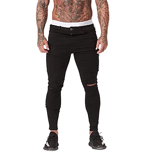 Ripped Skinny Jeans for Men Super Stretchy Distressed Slim Fit Fashionable Pants