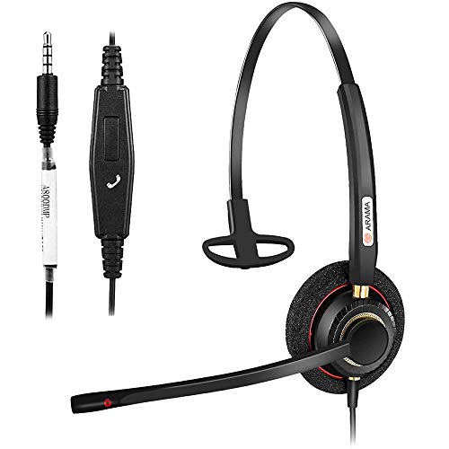 Arama Cell Phone Headset with Microphone Wired 3.5mm Noise Canceling Headset for iPhone