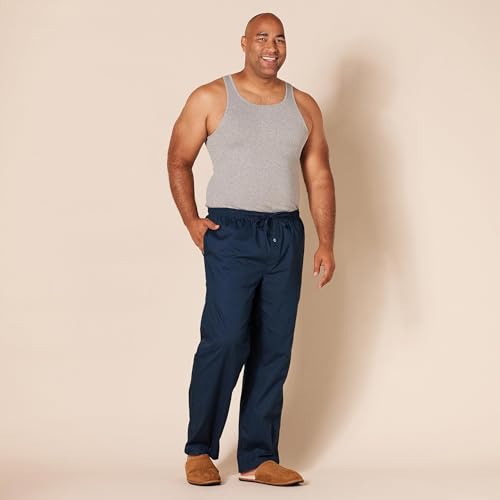 Amazon Essentials Herren Schlafanzughose, gerade Passform, gewebt, Marineblau, L