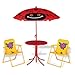 Price comparison product image Deuba Spielwerk® Children's Outdoor Seating Set | Kids Garden Furniture | 2x Floral Folding Chairs | Round Table | UV40 Umbrella with Ladybug Design | Red & Yellow