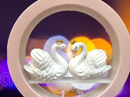Image of AUGEN Plastic Led Light Couple Swans Idol Statue Showpiece for Home Decor Decoration and Gifting (1 Piece, 9939A)