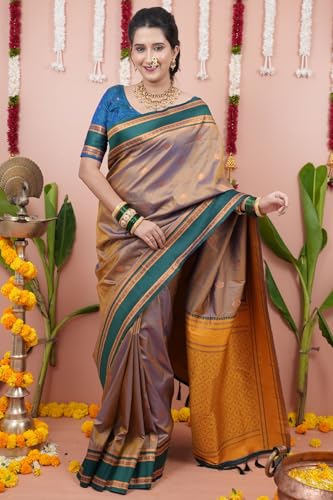Image of SGF11 Women's Kanjivaram Pure Soft Silk Saree With Unstitched Blouse Piece