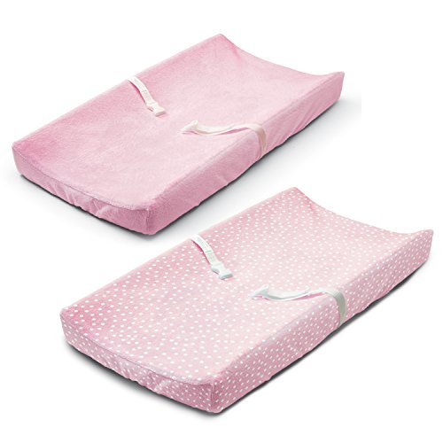 Summer Ultra Plush Changing Pad Cover 2-Count, Pink & Polka Dot