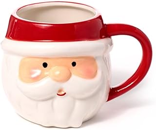 Santa Claus Ceramic Mug – Festive 3D Santa Head Design – 350ml Christmas Coffee Mug – Perfect for Hot Drinks, Hot Chocolate, Tea