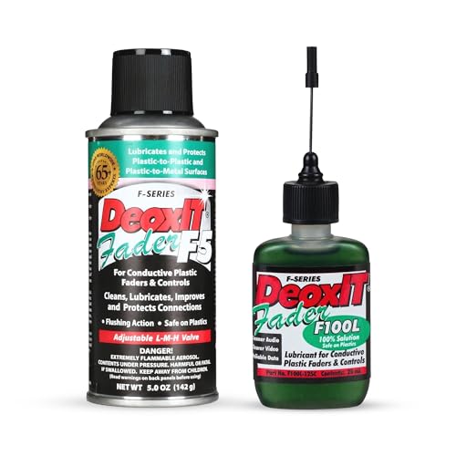 DeoxIT FaderLube Maintenance Set Includes F5S-H6 5% Spray (5 oz) and F100L-L25C 100% Dropper (25 ml) for Potentiometers Faders & Electronic Contact Lubrication