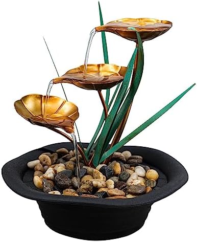 Indoor Tabletop Fountain Water Feature LED Lights Polyresin Statues Home Decoration (Elephant Fountain)