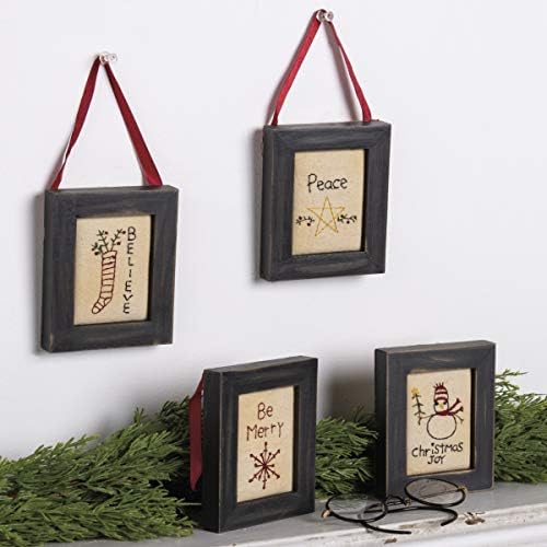 Primitives by Kathy 16500 Christmas Stitchery Wall Art, Set of 4, Be Merry, 3.75" x 4.5" image 5