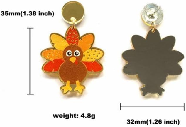 Thanksgiving Turkey Maple Leaf Dangle Earring Autumn Fall Earrings for Women - Image 2