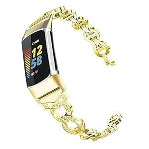 AISPORTS Compatibel met Fitbit Charge 5 Strap voor dames, slanke Crystal Bling Glitter Diamond Rhinestones sieraden…