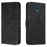 Lihondar Kompatibel mit Nokia C1 Hülle, Handyhülle Nokia C1, Premium Leder Klappbar Schutzhülle Tasche Wallet mit Brieftasche [Standfunktion] Cover Flip Hülle Klapphülle für Nokia C1 (Schwarz)