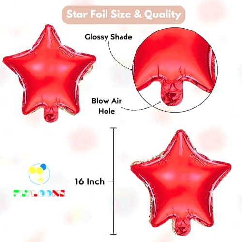 Image of Flyloons 17th Happy Birthday Decoration Kit Red White for Boys Girls Kids Twins Men Women With 20 Pcs Metallic Balloons Birthday Banner 2 Pcs Star Items Set