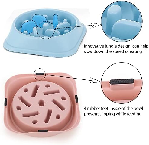Vealind Dog Slow Feeding Bowl for Medium & Small Dogs, Slowing Down Eating Speed Preventing Obesity Pet Healthy Feeder Bowls (Blue)