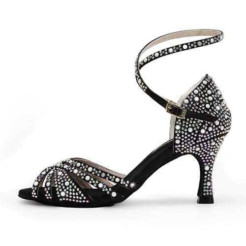 Image of Latinsoul Y205-36 Women's Crystal Rhinestone Latin Dance High Heel Shoes - Stylish Adjustable Strap Design Comfortable Dance Shoes